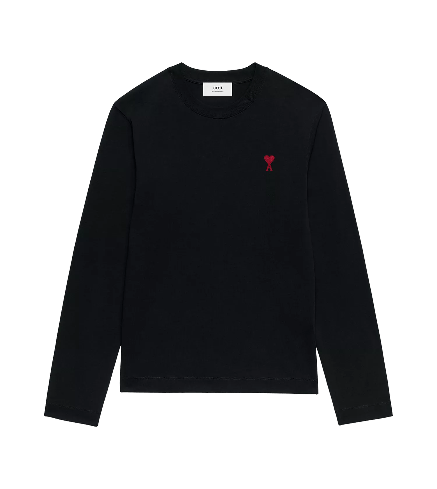 AMI Paris - Longsleeve mit rotem Ami De Coeur Logo - Größe XXL - black