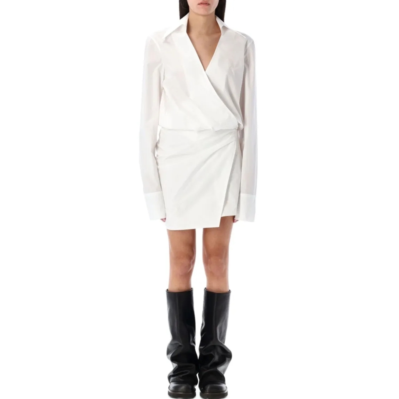 The Attico Mini-jurk Striped Mini Shirt Dress White