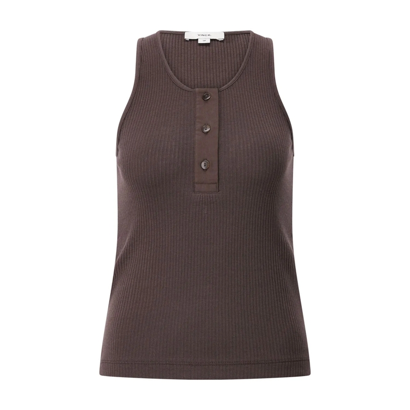 Vince Top Geripptes Tanktop Dunkelbraun