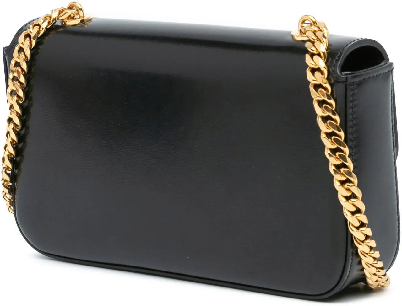 Celine Shoppers Calfskin Cuir Triomphe Chain Shoulder Bag in zwart