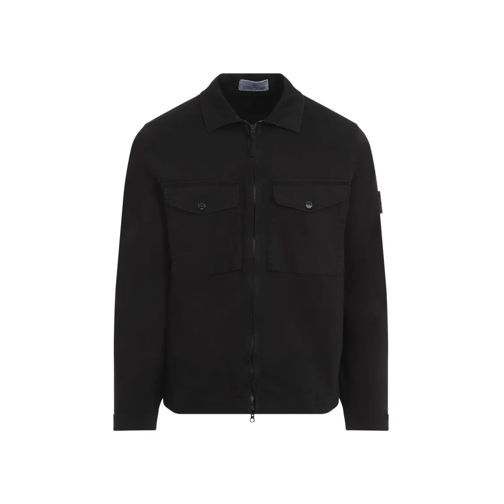 Stone Island Black Cotton Overshirt Black Giacca di transizione