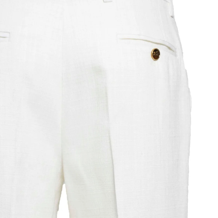 パンツ Etro White Viscose Straight Trousers With Slub Effect Etro White Viscose Straight Trousers With Slub Effect White