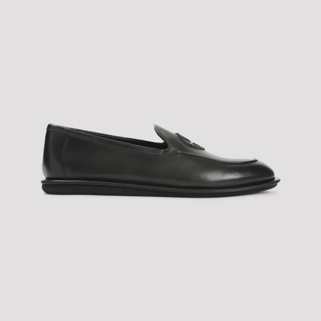 Thumbnail - Giorgio Armani Loafer - Minimalist Black Leather Loafers With Rubber Sole - Gr. 10 - in Schwarz - für Damen