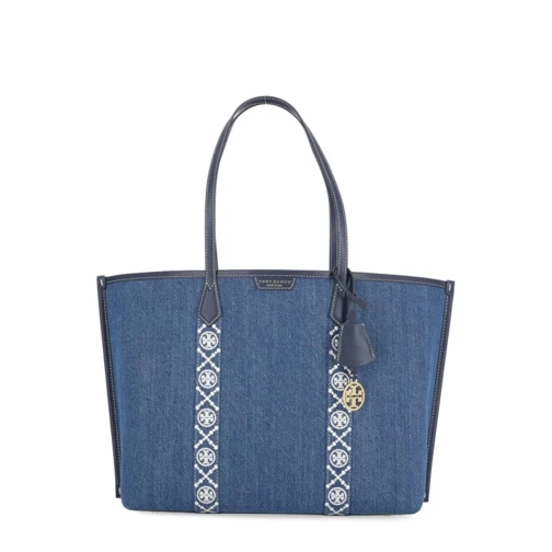 Tory Burch Perry Triple Tote Shopping Bag Blue Draagtas