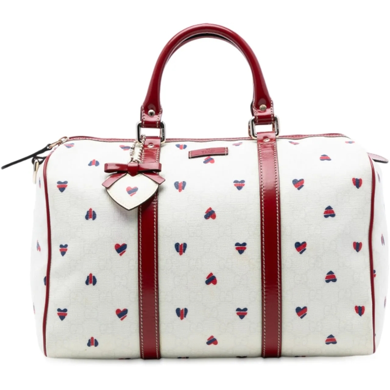 Gucci Tote Medium GG Supreme Hearts Joy Boston Bag weiß