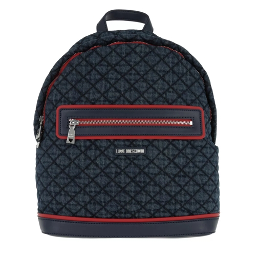 Love Moschino Quilted Denim Backpack Navy/Rosso Rugzak
