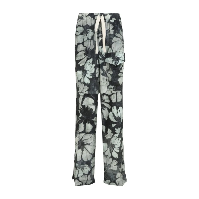 Dries Van Noten Anzugshose Relaxed Fit Floral Print Trousers In Vibrant Green Green