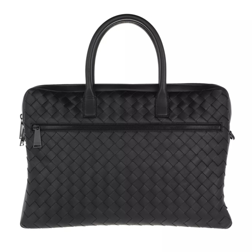 Bottega Veneta Woven Briefcase Leather Black Portfölj