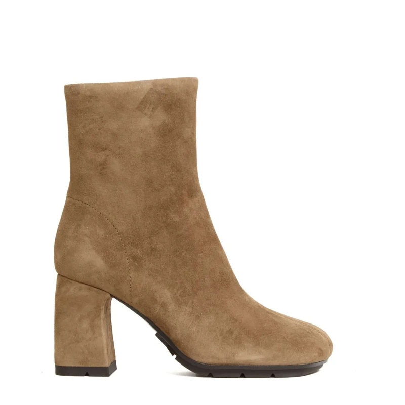 Ash Bottes Beige Suede Ankle Boots With Square Toe Neutrals