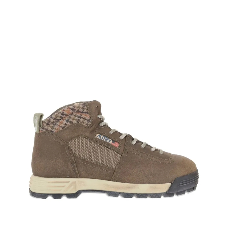 Autry International Lage-top sneaker Mid-Top Sneakers With Houndstooth Ankle Panel Grey