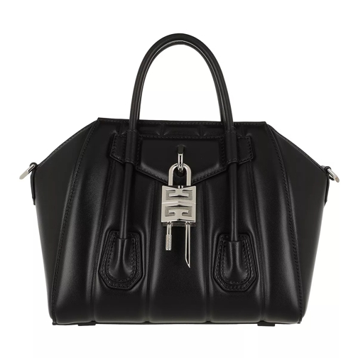 Givenchy Mini Antigona Lock Handle Bag Padded Leather Black Rymlig shoppingväska