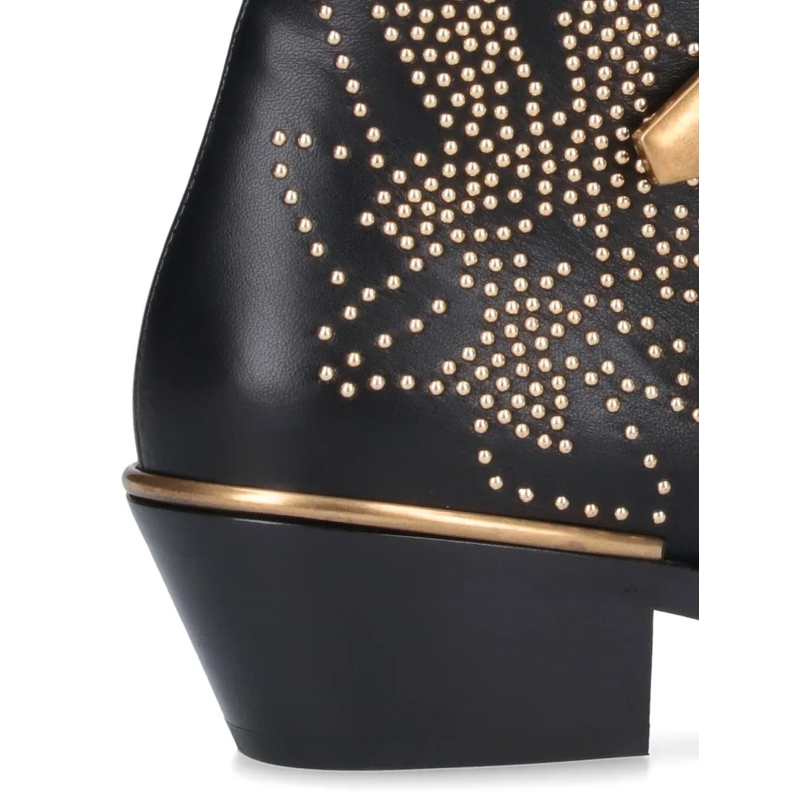 Chloé Stiefel Susanna Leather Studs Boots Black/Gold(Image 6)