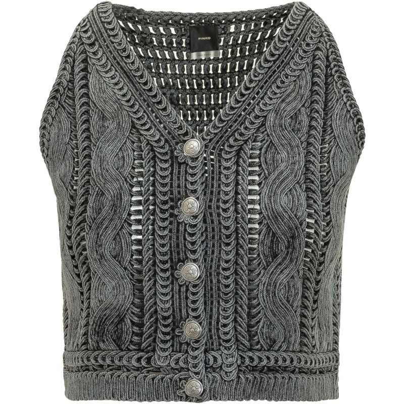 Pinko  Top in Maglia con Bottoni dunkelgrau