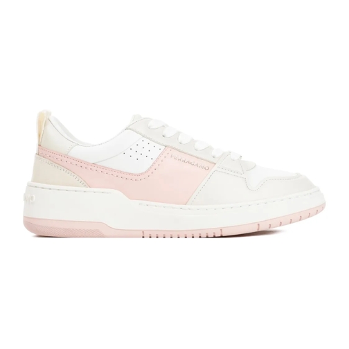 Salvatore Ferragamo Low-Top Sneaker White And Pink Leather Dennis Sneakers White