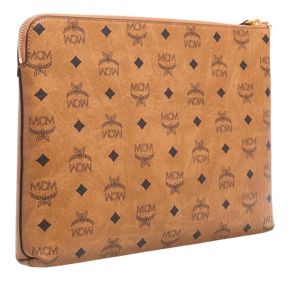MCM Pochettes Diamond Pouch Medium in cognac