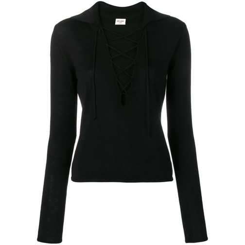 Saint Laurent Blusen Black Cashmere And Silk Blend Blouse Black