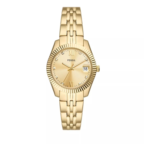 Fossil Scarlette Three-Hand Date Gold-Tone Stainless Stee Gold Quartz Horloge