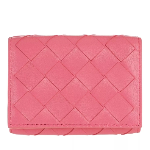 Bottega Veneta Tri Fold Wallet Leather Pink Tri-Fold Portemonnaie