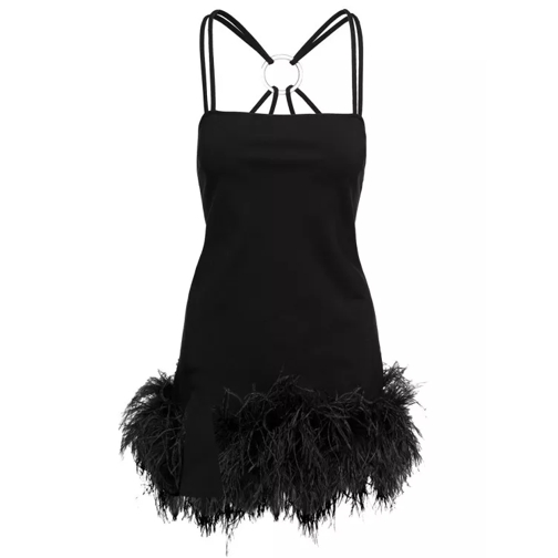 The Attico Fujiko' Mini Black Dress With Ostrich Boa Feathers Black 