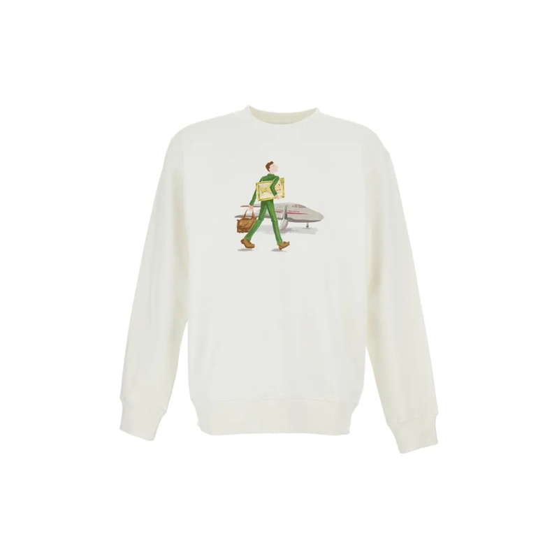 Drôle De Monsieur  Crewneck Sweatshirt With Colorful Chest Print White