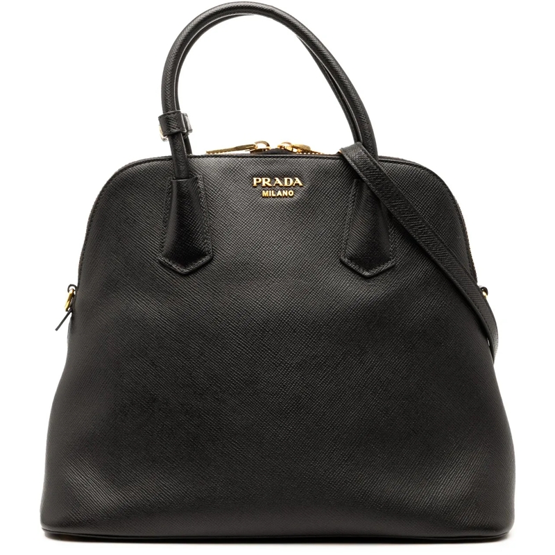 Prada Schultertasche Medium Saffiano Cuir Dome Satchel schwarz