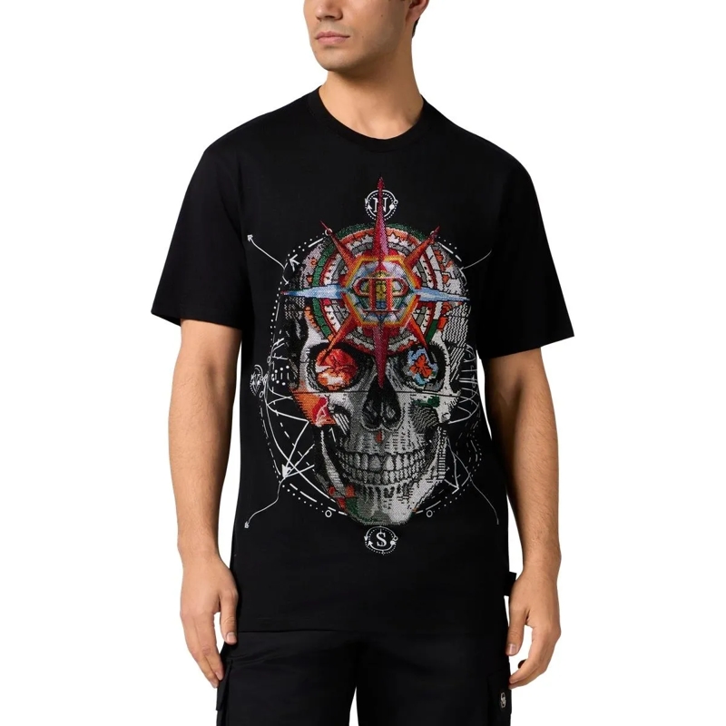 Philipp Plein T-Shirt Round Neck T-Shirt Wind Rose Skull Stones schwarz(Image 4)