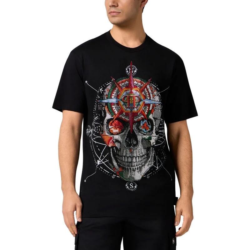Philipp Plein T-Shirt Round Neck T-Shirt Wind Rose Skull Stones schwarz(Image 3)