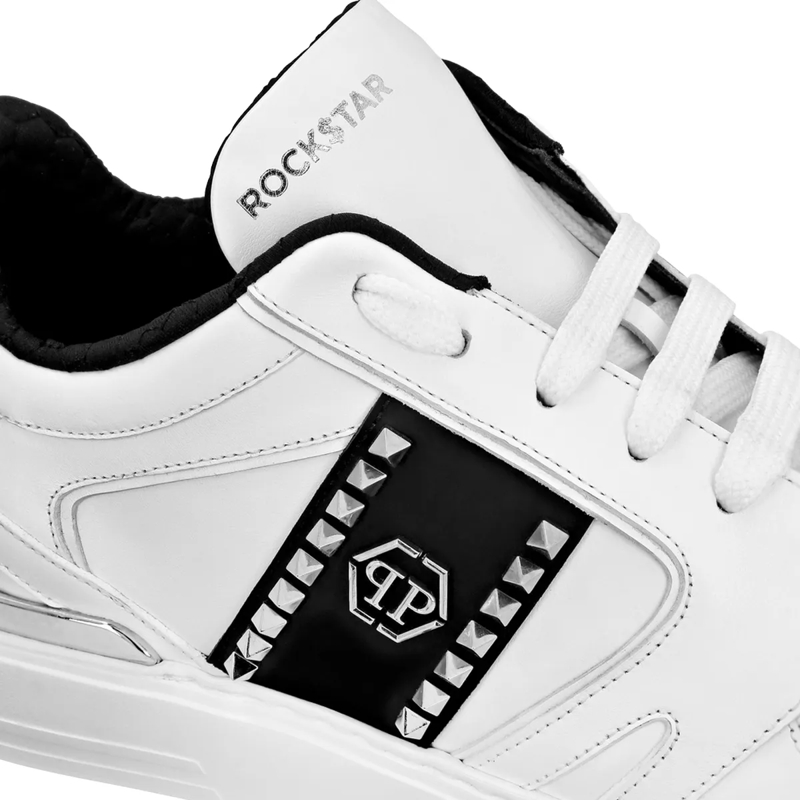Philipp Plein Low-Top-Sneaker Low-Top Turnschuhe Mit Nietenverzierungen weiss(Image 4)