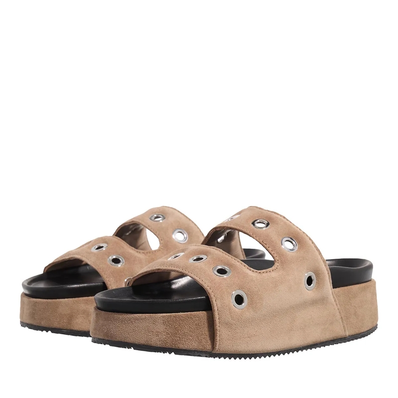 INUIKII Slides Suede Studs Taupe(Image 3)