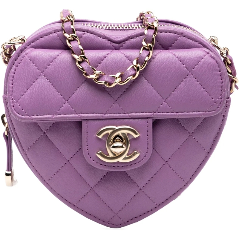 Chanel Sac à bandoulière Mini Lambskin CC in Love Heart Crossbody lila