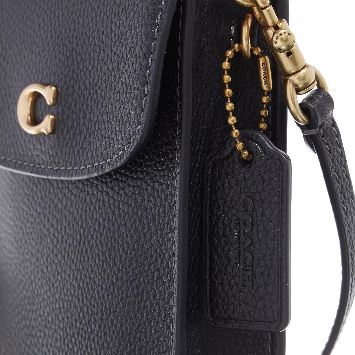 Coach Polished Pebble Leather C Phone Crossbody Black Mini Bag