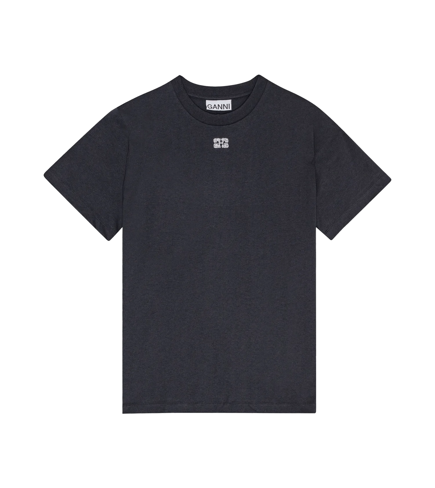 GANNI - T-Shirt mit Logo-Verzierung - Größe XS - black