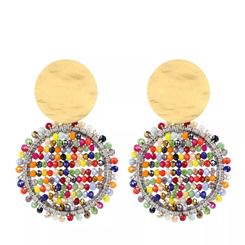 LOTT.gioielli Earrings Silk Circle Abacus Double Stones Medium Multicolor Dark Pendant d'oreille