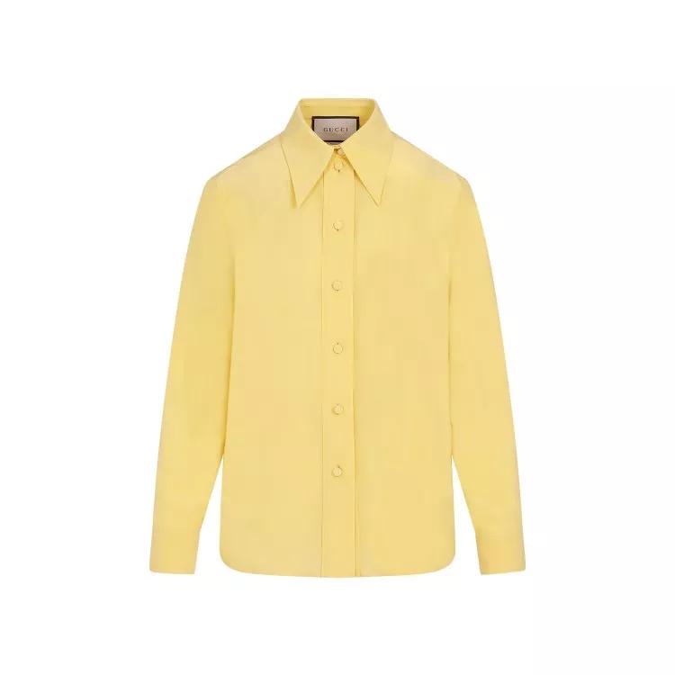 Gucci - Yellow Iris Silk Crêpe De Chine Shirt - Größe 38 - yellow