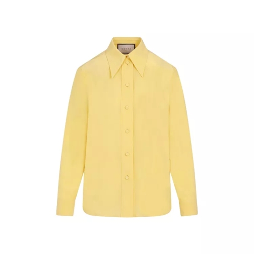 Gucci Yellow Iris Silk Crêpe De Chine Shirt Yellow 