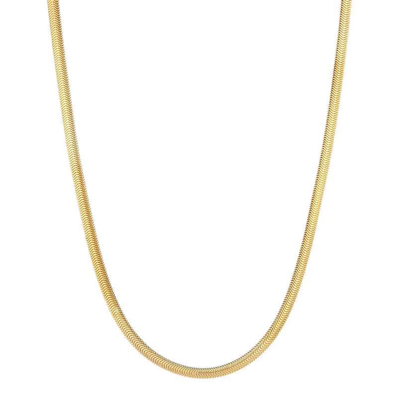 Elli Mittellange Halskette Halskette Flach Elegant Schlangenkette Fischgräte  gold(Image 2)