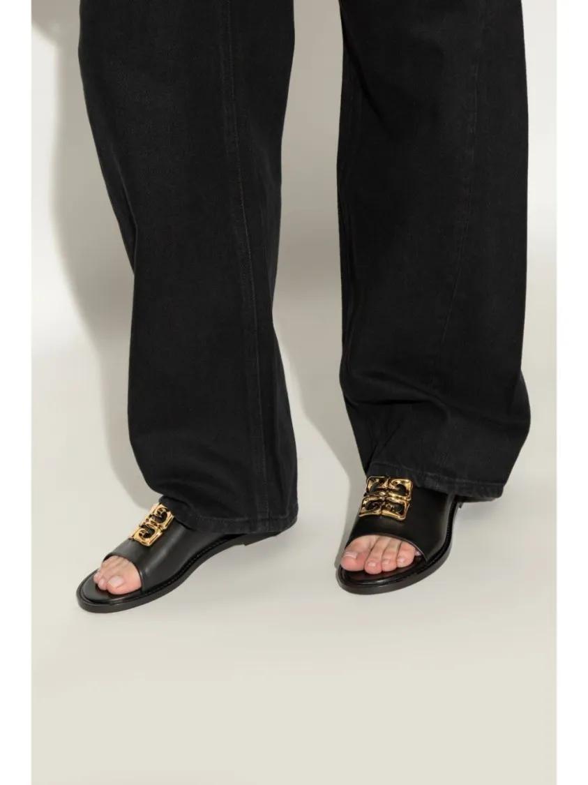 Thumbnail - Givenchy Sandalen - Flat Sandals With Gold-Tone Hardware - Gr. 36 (EU) - in Schwarz - für Damen