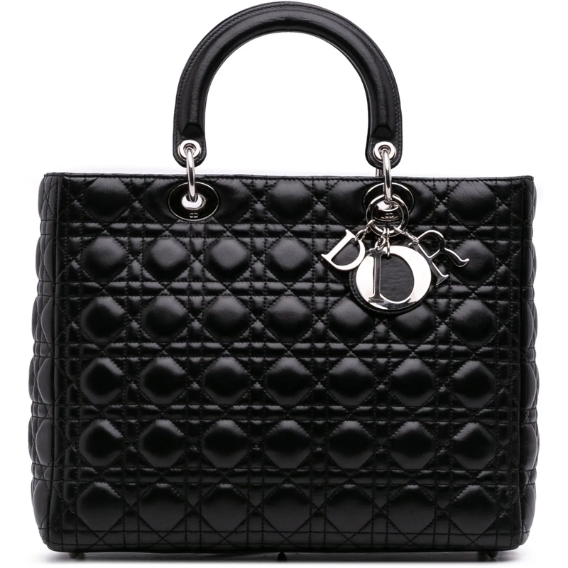 Christian Dior Schultertasche Large Lambskin Cannage Lady Dior schwarz