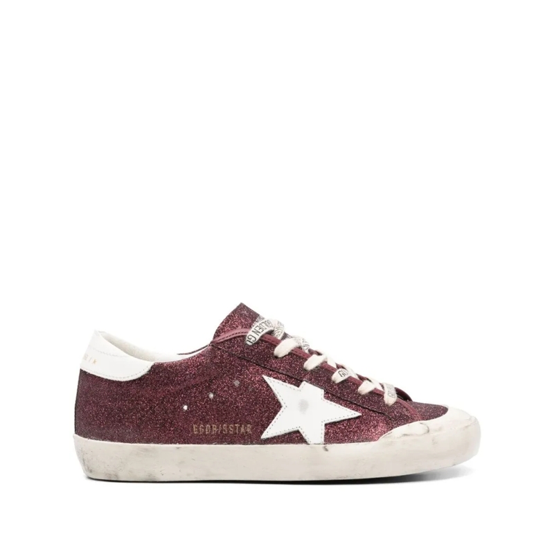 Golden Goose Lage-top sneaker Bordeaux Red Glitter Low-Top Sneakers With Signatu Burgundy