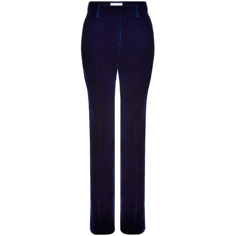 Nina Ricci  Straight-Leg Blue Velvet Trousers Black