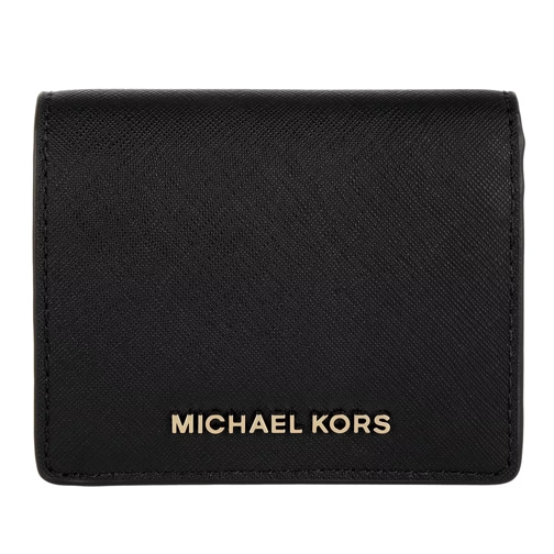 MICHAEL Michael Kors Jet Set Travel Flap Card Holder Leather Black/Gold Portefeuille à rabat