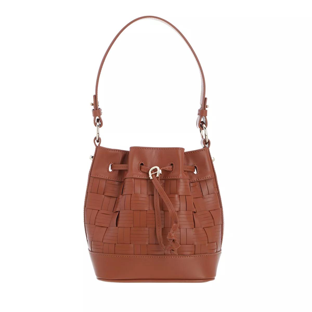 AIGNER Tara Crossbody Bag Cognac Brown Bucket Bag