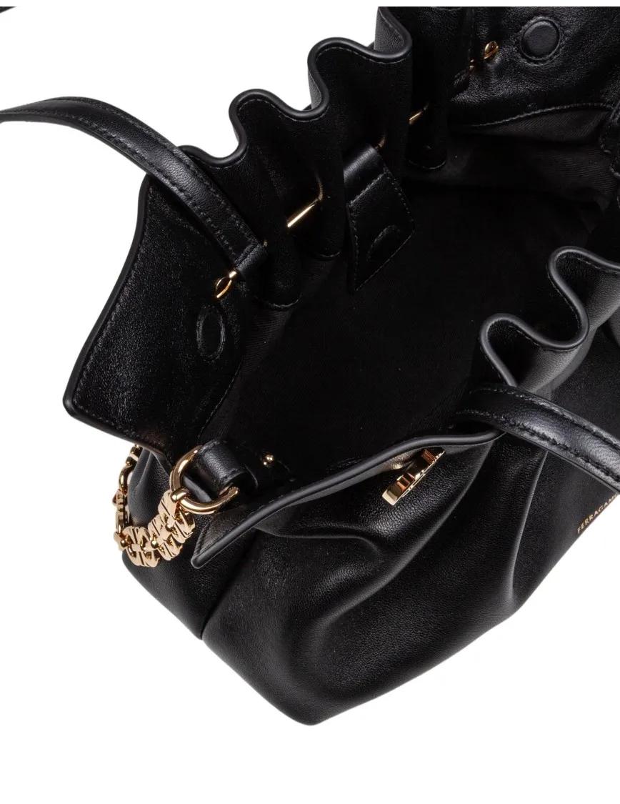 Salvatore Ferragamo Hobo bags Soft Nappa Shoulder Bag With Ruffled Silhouette in zwart