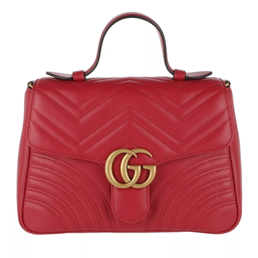 Gucci GG Marmont Small Top Handle Bag Hibiscus Red Crossbody Bag