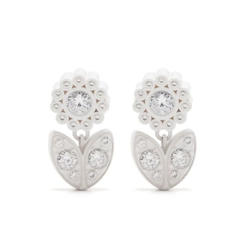 Bottega Veneta Ohrstecker White/Transparent Crystal Embellishments Earrings Silver