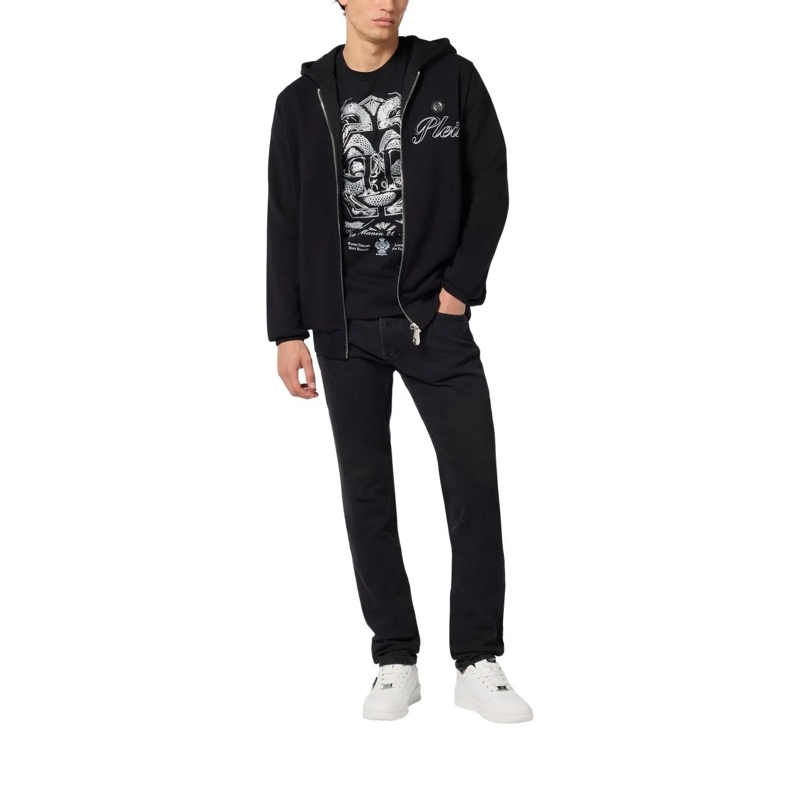 Philipp Plein Sweatshirt Zip Hoodie Signature Embroidery schwarz(Image 4)