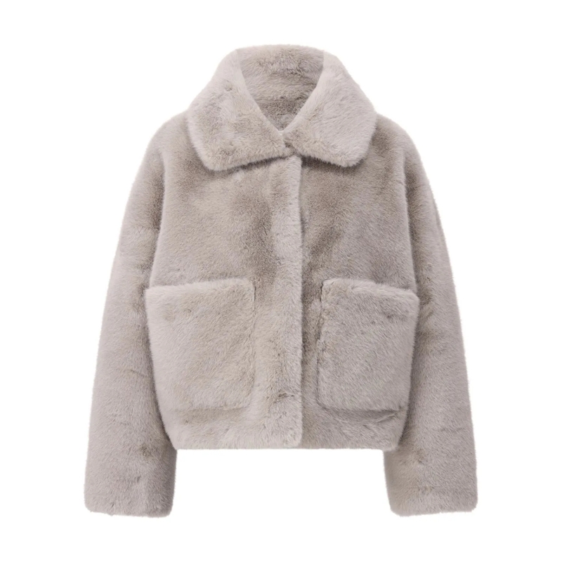 STUDIO AR Blazer Wendejacke Shara aus Faux Fur Grau