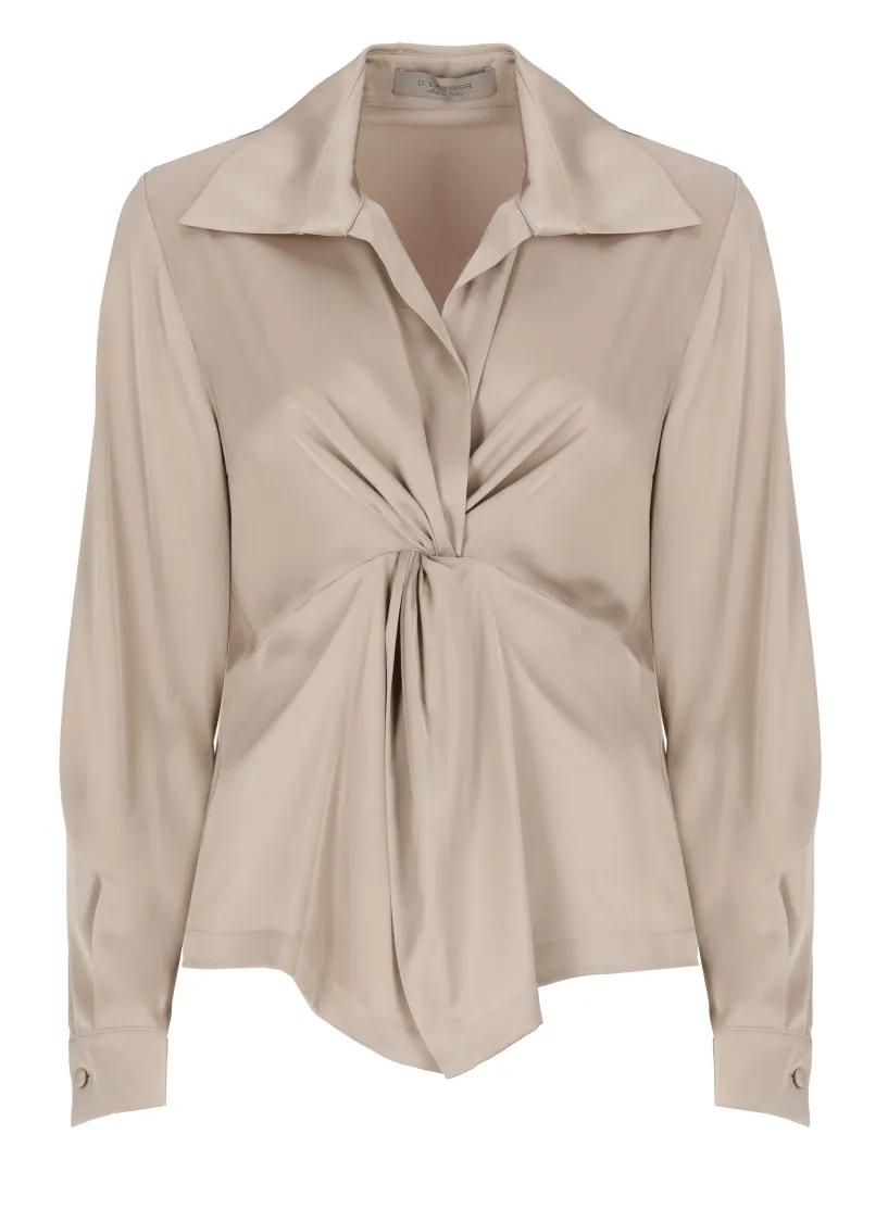 D. Exterior - Satin Blouse - Größe S - beige