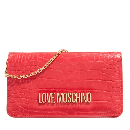 Love Moschino Portaf. Pu St.Croco Rosso Wallet On A Chain
