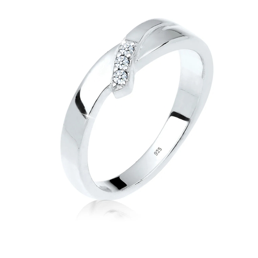 Elli Ring Verlobung Trio Diamant (0.04 ct.) 925 Silber weiss Diamantring